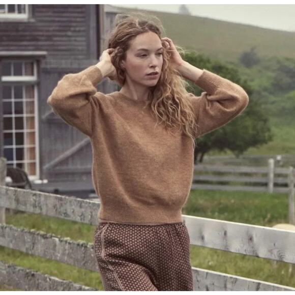 Doen Marsena Alpaca Wool Raglan Knit Lightweight Sweater Pullover Hazelnut - Picture 1 of 10